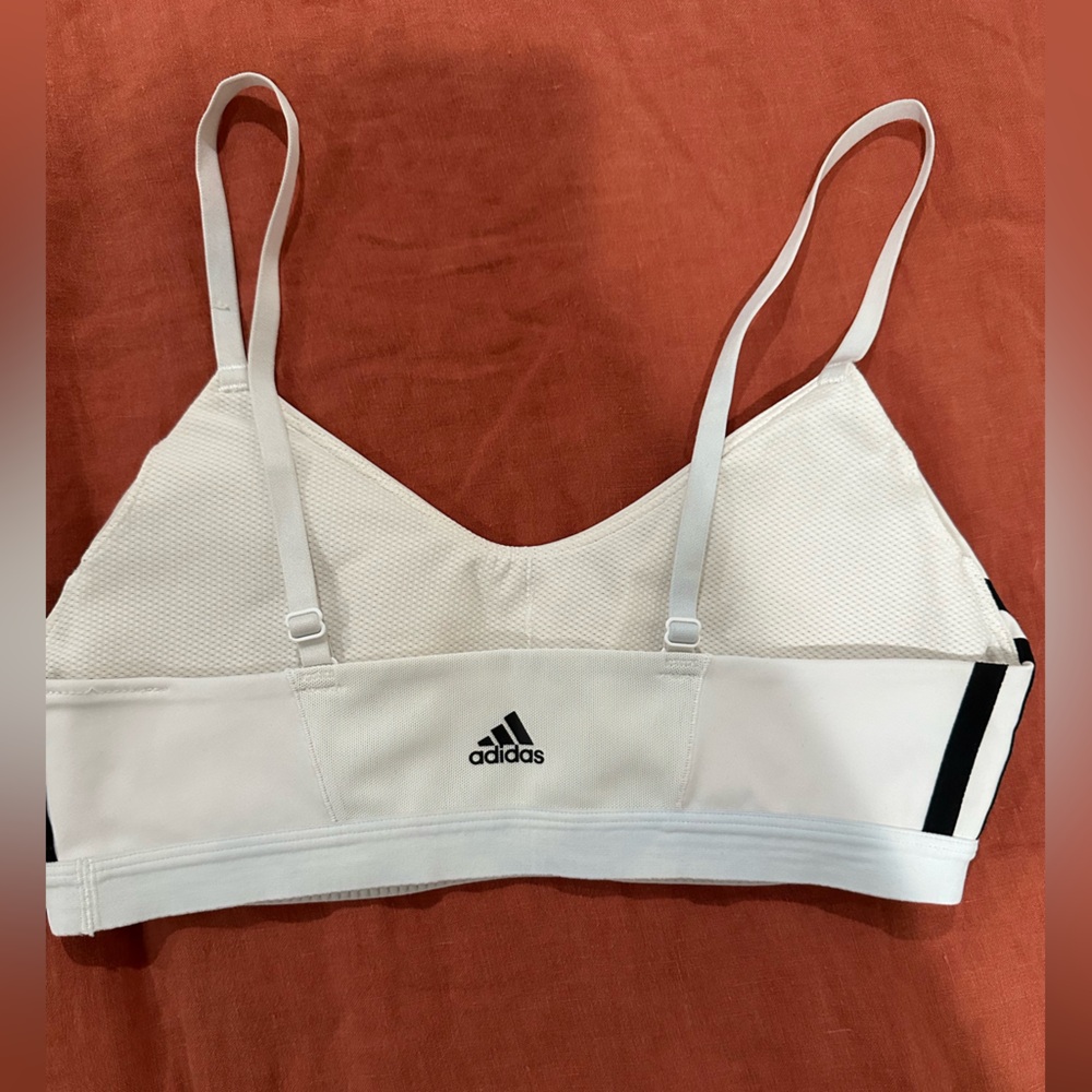 Adidas Women's White and Black Sports Bra - Picture 3 of 4